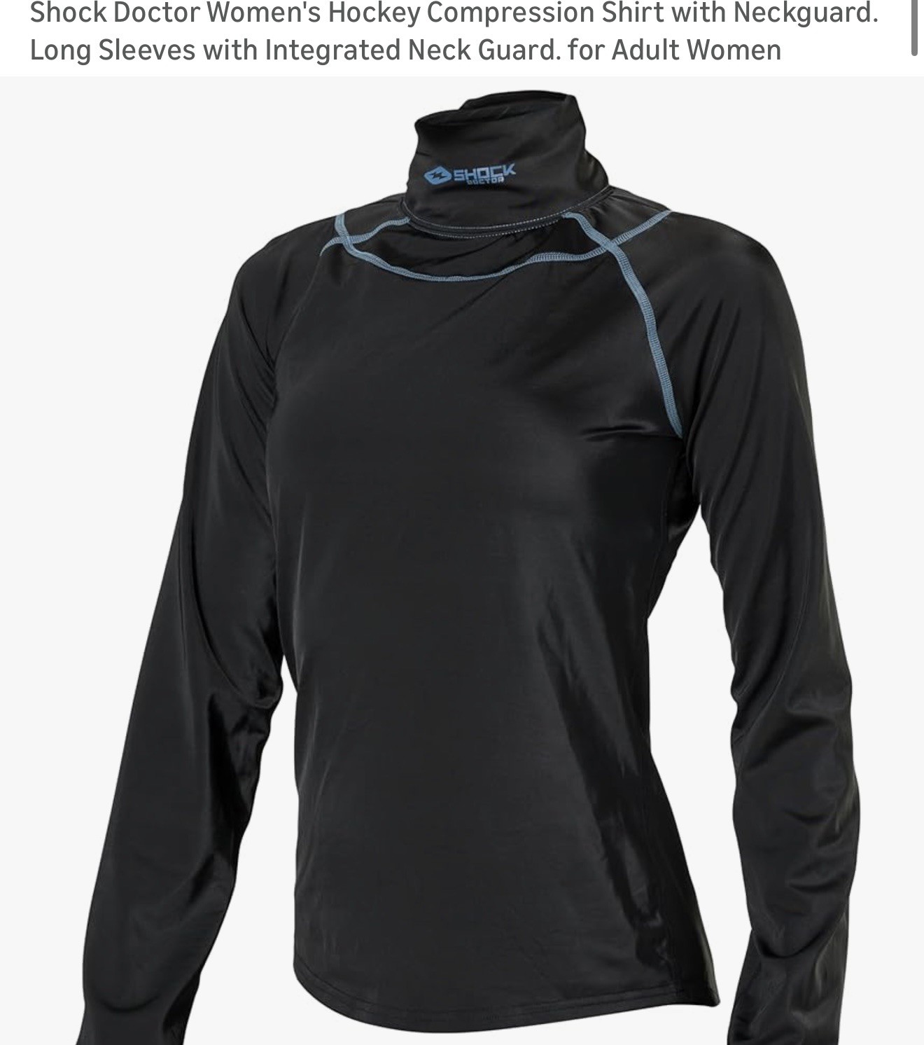 New! Shock Doctor Women Hockey Compression long sleeve Shirt w/Neckguard Medium 