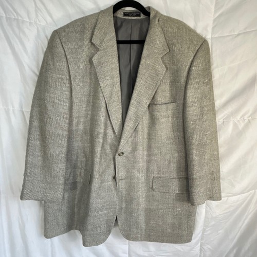 Bert Pulitzer Collectors Edition Mens 100% Silk Blazer Jacket Beige Herringbone