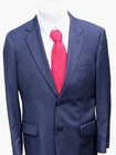 Jos A Bank 40R 36x32 Navy Blue Herringbone Wool Mens Suit Signature Collection