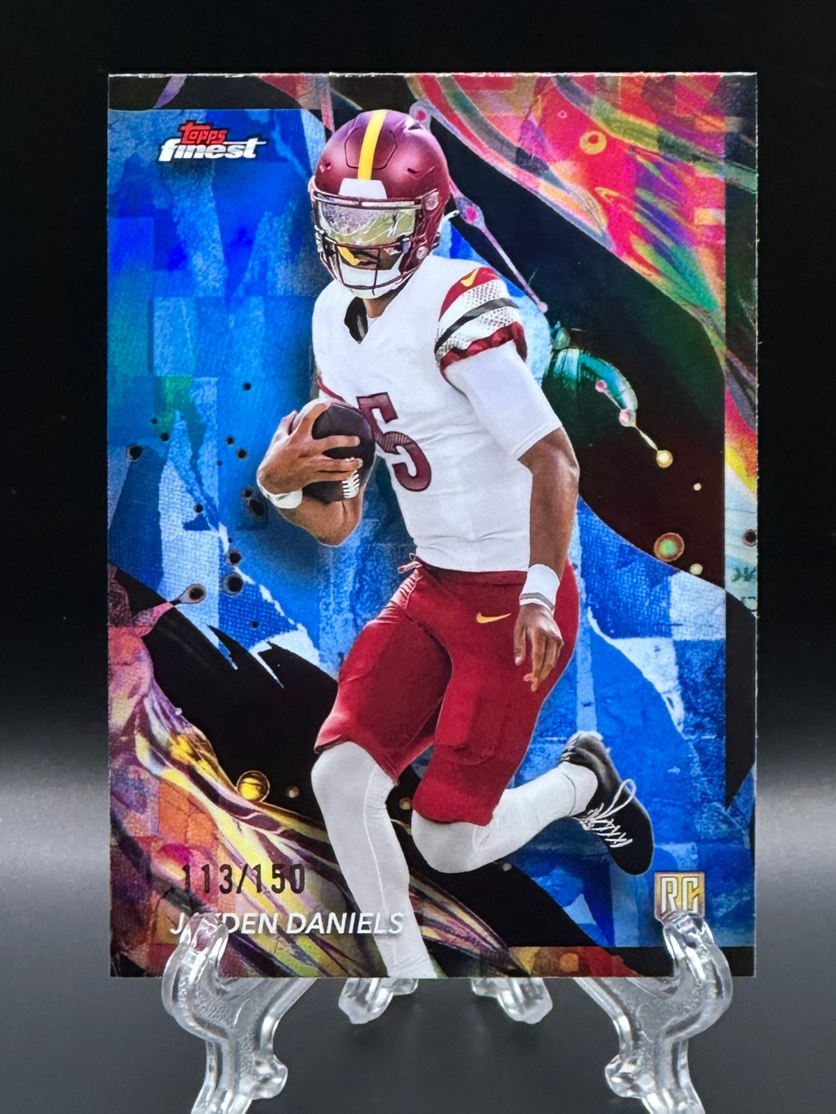 Jayden Daniels 2024 Topps Finest Uncommon Rookie Blue Refractor /150 RC #167