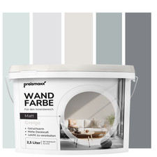 Profiweiß Wandfarbe Innenfarbe Farbe grau matt hohe Deckkraft 2,5L | 5L | 10L