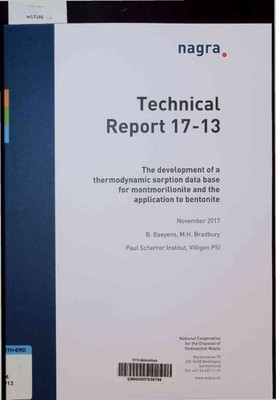 Technical Report 17-13. The development of a thermodynamic sorption data base fo