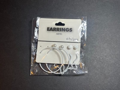 Gertex Boucle D'Oreilles Set of 4 White Faux Pearl, Studs, Hoops & Star Earrings