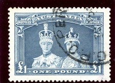Australia 1938 KGVI &pound;1 blue-slate very fine used. SG 178. Sc 179.