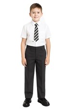 Kids Boys Pants Plain School Uniform Pull Up Regular Fit Elasticated Trouser
