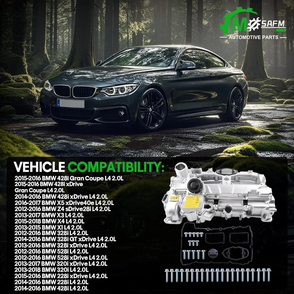 For BMW 228i 2014-2016 328i X1 528i xDrive 328i xDrive 2.0L Engine Valve Cover - Image 3 of 4