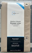 NEW MAINSTAYS MEDIUM WEIGHT PEVA SHOWER CURTAIN LINER 70 x71 BROWNSTONE