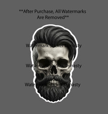 Bearded Skull Sticker Waterproof Decal Skeleton Bones Man Gift NEW
