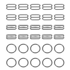 30 Pcs 15mm Bra Strap Hooks, Alloy Adjustment Slide Bra Strap Clips, Black