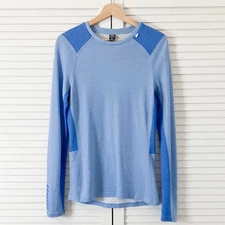 Helly Hansen Top Size Medium Blue Merino Wool Base Layer Long Sleeve