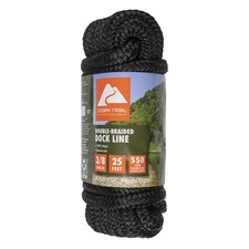 3/8-inch x 25-foot Nylon Double Braided Marine Dock Line, Black