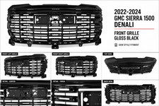 Front Bumper Upper Grille Gloss Black Fits For Gmc Sierra 1500 2022-2024 Denali