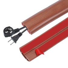 10FT Floor Cord Cover, 0.43" W x 0.28" H Cord Hider, Wood Walnut
