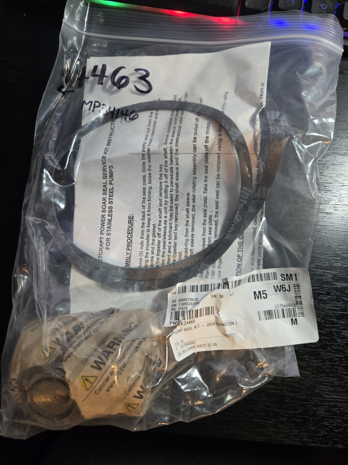 24463 Power Soak Systems Inc Pump Seal Kit - Worthington ( Genuine OEM PWSK24463