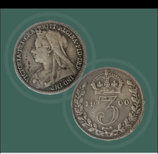 1900 Silver Threepence Queen Victoria Coin