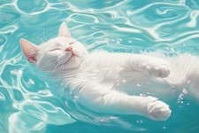 Photo Digital Cat Product Wallpaper Image Picture Swimming Cat For A Print