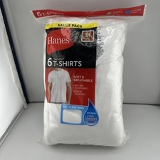 Hanes Men  s White Tee Shirts Size M 38-40 Pack Of 6 New  Sealed