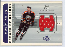 2002-03 UD Piece Of History Jari Kurri Jersey Heroes Of Hockey Edmonton Oilers