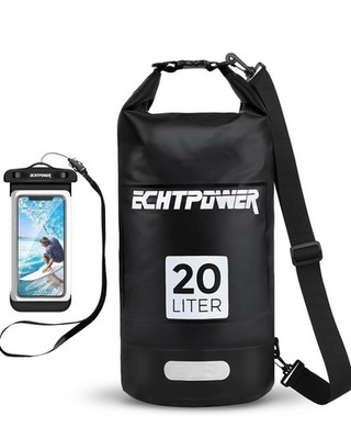 ECHTPower Wasserdichte Tasche 20L Schwarz Drybag und Handyhülle, Reisen,