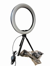 HQOON 10-inch LED ring light with a tripod stand and phone holder.