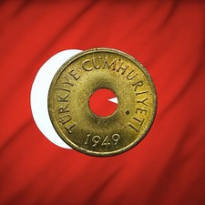 1949 Turkey 1 Kurus - UNC - Combined Ship