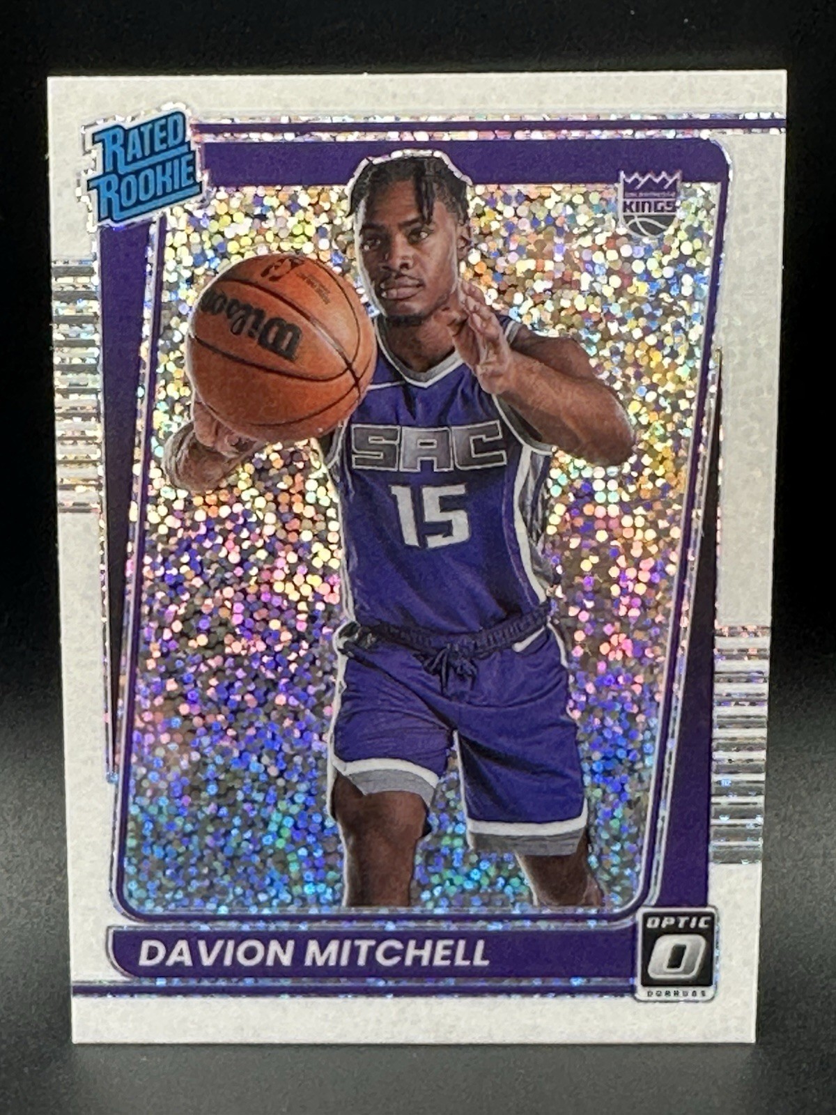2021-22 DAVION MITCHELL Optic WHITE SPARKLE PRIZM ROOKIE #155