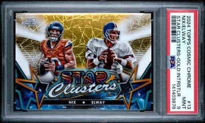 John Elway Bo Nix 2024 Topps Cosmic Gold Refractor Star Clusters RC 15/50 PSA 9