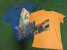 Lot Of 2 Youth XL Shark T-shirts - Old Navy Blue Place Coral - Graphic Design