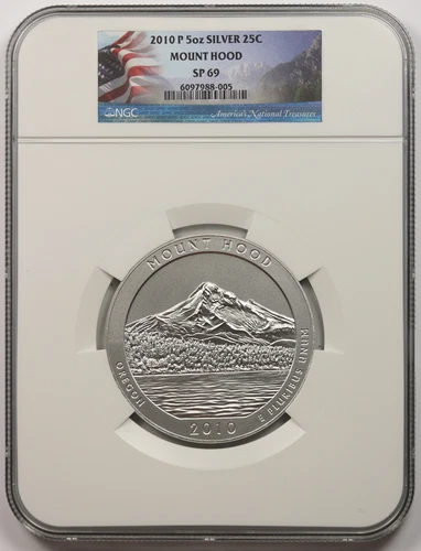 2010-P ATB Mount Hood Oregon Silver 5oz 25C SP 69 NGC America the Beautiful