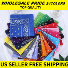 WHOLESALE Paisley Print Bandana Cotton blend Head Warp Scarf Face Mask Neck USA