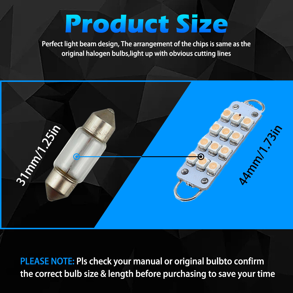 Light Bulb Ridged Chevrolet 44mm Rigid Loop Festoon LED Light Bulb 561 562 567 | Pink ...