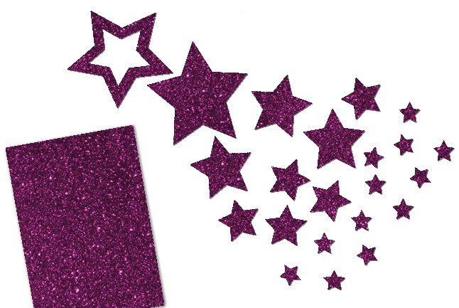 Bügelbild Glitzer Sterne-Set 22 Stück