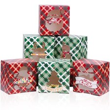 24 Pack Christmas Cookie Boxes with Window Xmas Bakery Boxes Christmas Treat ...