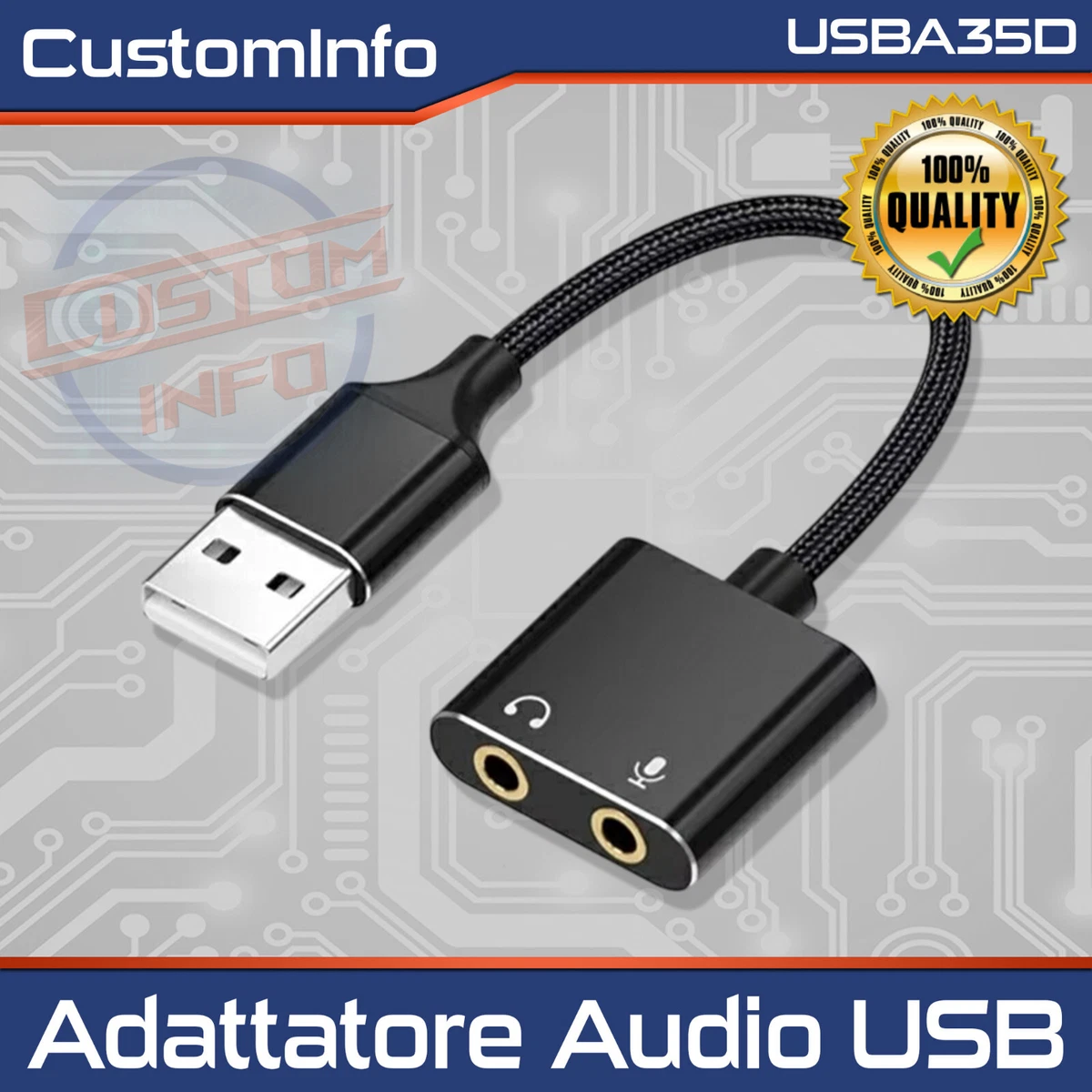 Scheda Audio Esterna USB 2.0 / Tipo C, Adattatore Microfono Stereo 3.5 Mm Per PC, Laptop, Android