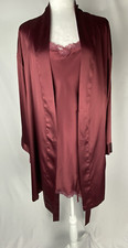 Victoria  s Secret Burgundy Satin Robe  Lace Slip Set One Size/M Lingerie Read