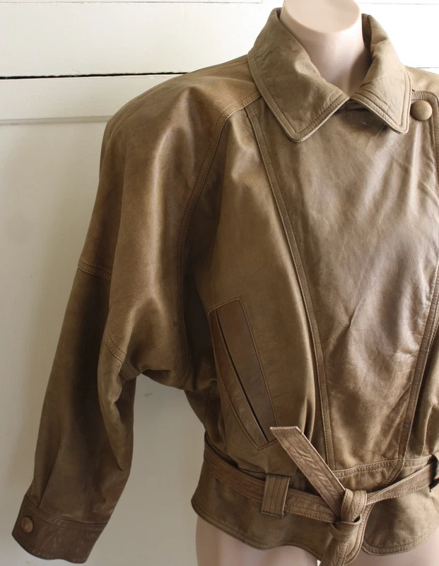 Winlit 80's Vintage Leather Light Brown Tan Jacket Size Small - Image 2 of 4