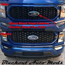 Gloss Black Emblem Overlay Vinyl Decals For 2015-2023 Ford F150