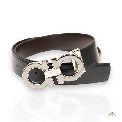 Salvatore Ferragamo Wendegürtel Gancini schwarz Hickory Leder Größe 105