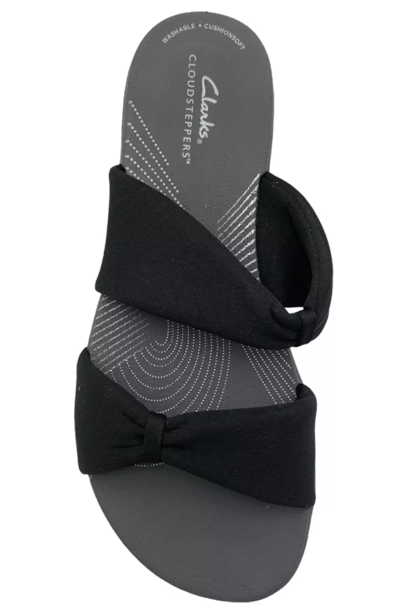 Clarks Cloudsteppers Jersey Slide Sandals Arla Coast Black