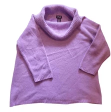 Vintage 1980s Sweater Women's 1X Lavender Purple Wool Angora Cowl Neck Cozy