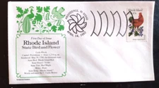 RHODE ISLAND STATE BIRD & FLOWER 1982 R.I. RED  & VIOLET ARISTOCRAT CACHET FDC