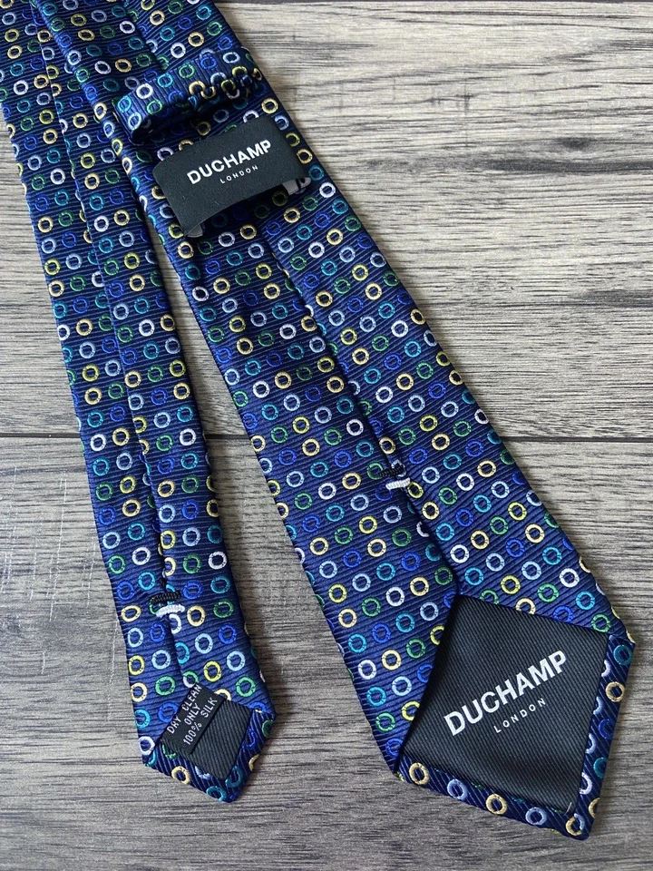 Corbata De Seda Holo Bordada Duchamp BNWT - Imagen 4 de 4