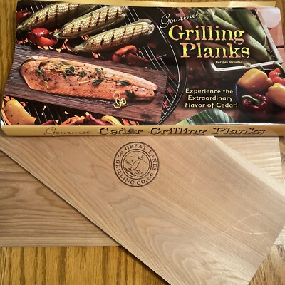 Set/2 Cedar Wood Grilling Planks Recipes Directions 7 in x 14 in New