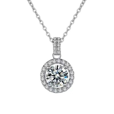 2 kt Collier Weißgold Diamant Testpass Laborgefertigt VVS1/D/Top D Farbe