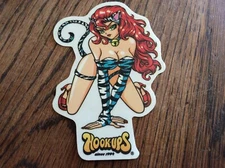 Og Vintage Hook Ups Beautiful  cat  girl Skateboard Sticker 