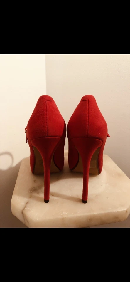 Wild Pair Tracie Red Suede Mary Janes, Size 6.5B - Image 3 of 4