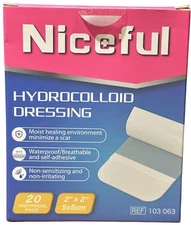 Niceful Hydrocolloid Dressing 20 PACKS 2" x 2" Waterproof Exp 10/2026