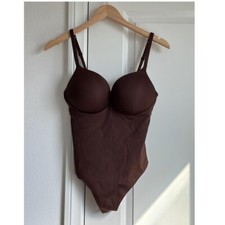 Skims Ultimate Body Push Up Thong Bodysuit in Cocoa, Size Medium