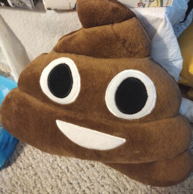 Poop Ebay Poop Face Emoji Pillow Plush Stuffed Brown White Smile 13