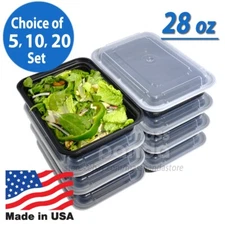 Pactiv 28 oz Plastic Meal Prep Food Containers w/ Lids, High Quality Made in USA